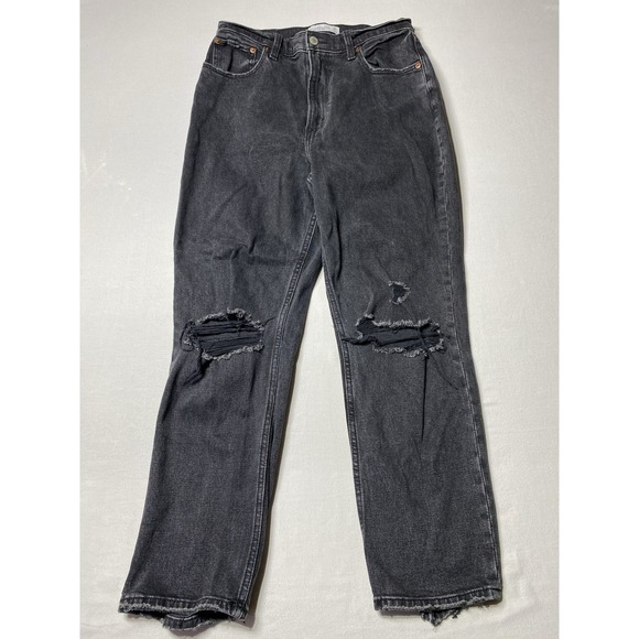 Abercrombie & Fitch Denim - Abercrombie Curve Love Womens 28 Ultra High Rise Ankle Straight Black Jeans